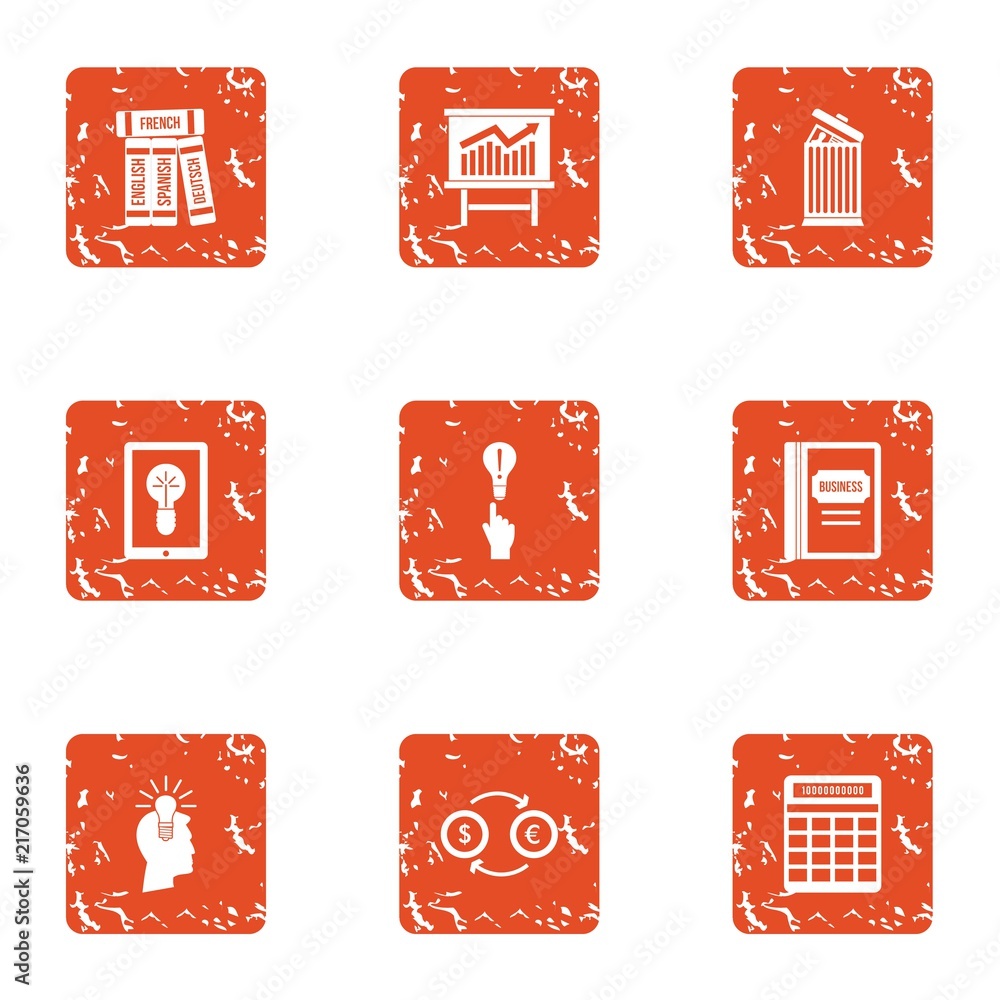 Poster talent icons set. grunge set of 9 talent vector icons for web isolated on white background