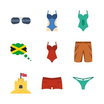 beach icons set. celebration, island, native and natural graphic works