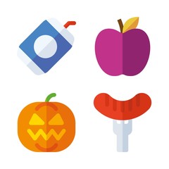 food vector icons set. apple, pumpkin, soda and hot dog in this set