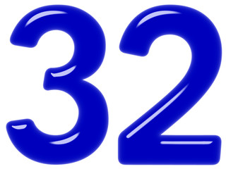 Fototapeta premium Numeral 32, thirty two, isolated on white background, 3d render