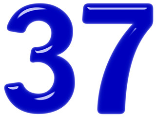 Numeral 37, thirty seven, isolated on white background, 3d render