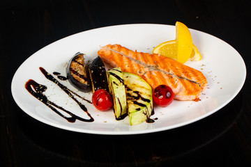 Grilled salmon steak