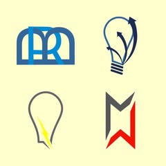 logo vector icons set. marketing logo, inspiration program logo, electrician logo and car brand logo in this set