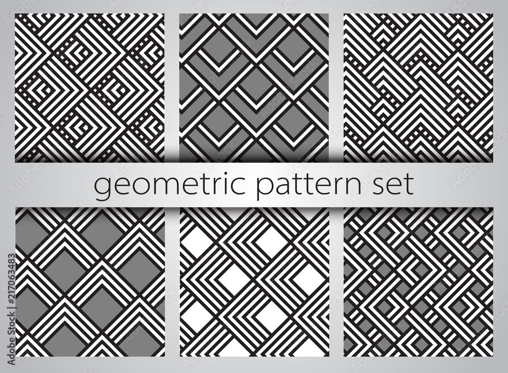 Poster seamless geometric pattern set. geometric simple prints. vector repeating textures with triangles.