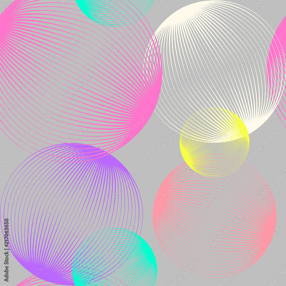 Poster abstract linear spheres seamless pattern. colorful repeatable modern design with bubbles. geometric 