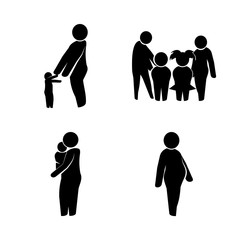 mother vector icons set. mother and baby, pregnant, family and hug to the mother in this set