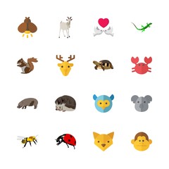 animal vector icons set. goat, koala, hedgehog and animal in this set
