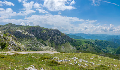 A picturesque road among the mountains in the National Park Durmitor.