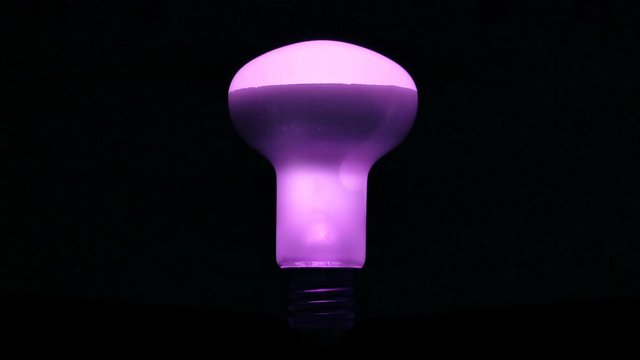 Tungsten light bulb lamp blinking over black background, macro shot
