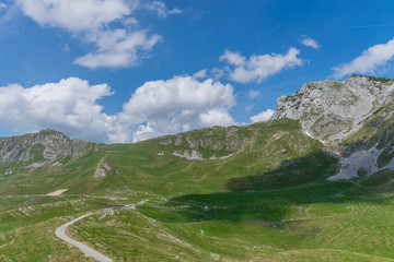 A picturesque road among the mountains in the National Park Durmitor.