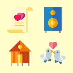 family vector icons set. marriage, rent, single and love birds in this set