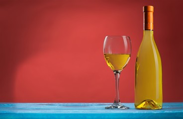 White wine glass  on  background