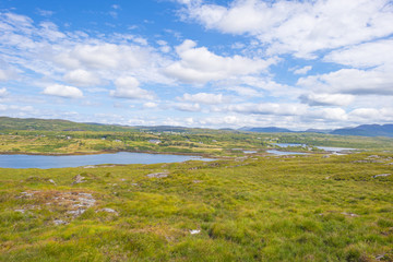 Panorama of an irish coast along the atlantic ocean in summer