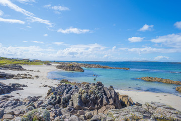 Panorama of an irish coast along the atlantic ocean in summer