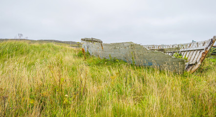 Panorama of the coast of an irish island in the atlantic ocean in summer