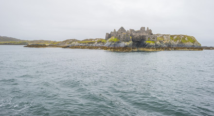 View of an irish island from the atlantic ocean in summer