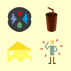 drink vector icons set. illness, cheese, carpet brand logo and hot chocolate in this set