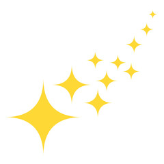 Yellow star glitter icons. Flat asterisks, pattern. Vector elements on isolated white background.