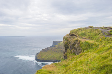 Fototapeta na wymiar Coastline of the sea Cliffs of Moher along the Atlantic Ocean 