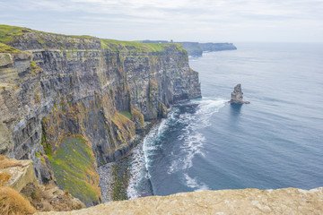 Coastline of the sea Cliffs of Moher along the Atlantic Ocean 
