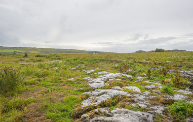 Fototapeta na wymiar Stone walls of a medieval ringfort in national park the Burren