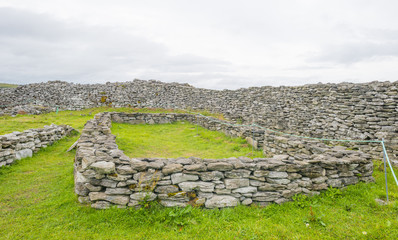 Stone walls of a medieval ringfort in national park the Burren