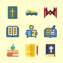 library icons set. brochure, needle, image and man graphic works