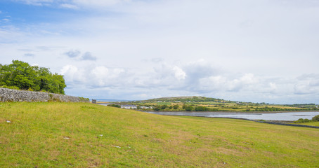 Fototapeta na wymiar Mountain on the horizon of national park the Burren in Ireland