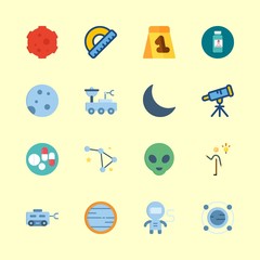 science vector icons set. invention, orbit, moon and moon rover in this set