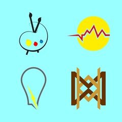 logo vector icons set. electrician logo, furniture brand logo, art gallery logo and hospital logo in this set