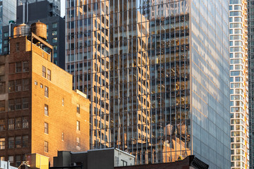 New York City / USA - JUL 19 2018: Midtown skyscrapers and buildings facade in Manhattan