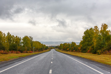 cloudy day, rainy highway.