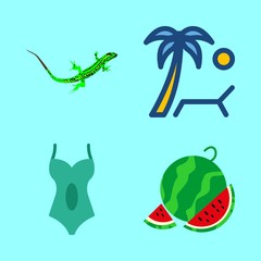 tropical icons set. reptiles, chaise longue, juicy and beauty graphic works