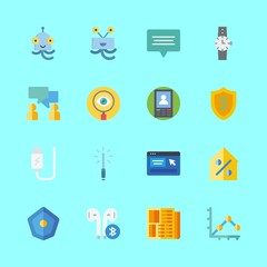 technology icons set. set, equipment, glowing and material graphic works
