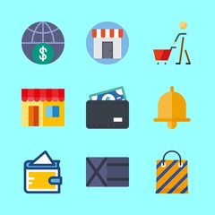 shopping vector icons set. bow, wallet, internet and online store in this set