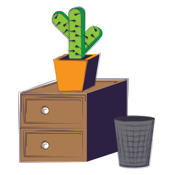 Drawer And Cactus Pot