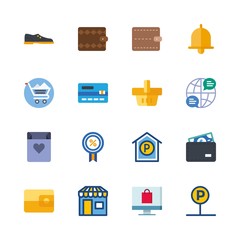 shopping vector icons set. parking, shopping bag, shopping cart and credit card in this set