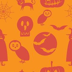Orange Halloween seamless pattern background