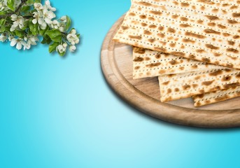 Matzahs. Jewish passover matzah isolated on background