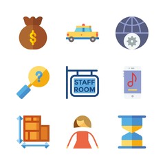 business vector icons set. plans, taxi, staff and search in this set