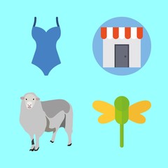4 summer icons set