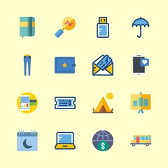 business vector icons set. tent, umbrella, internet and agenda in this set