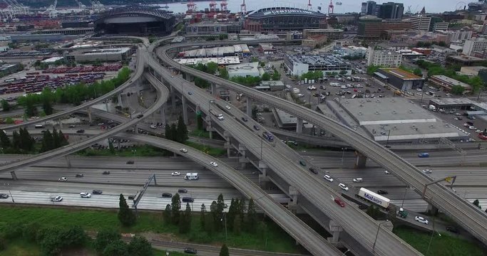 Footage of i5 freeway and i90 Seattle, Washington