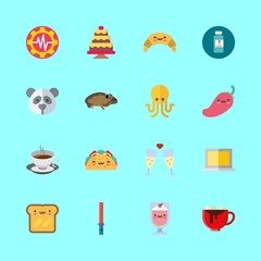 food vector icons set. poison, taco, toast and chocolate in this set
