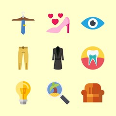 human vector icons set. vision, tour, long coat and turned off in this set