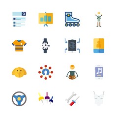 man icons set. camera, transmission, people and notebook graphic works