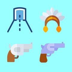war vector icons set. tunnel, revolver, native american and gun in this set