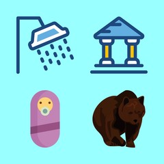 mother vector icons set. museum, bear, motherhood and shower in this set