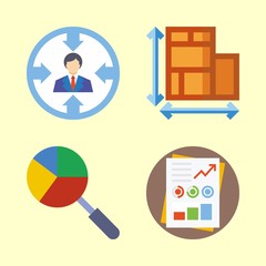 4 marketing icons vector set. search, stats, plans and target