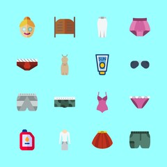 beauty vector icons set. oil, underwear, sunglasses and panties in this set